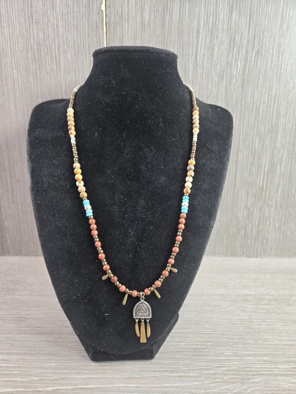 Silpada Sterling Silver Howlite, Jasper & Brass "Warm Hues" Bead Necklace N3441